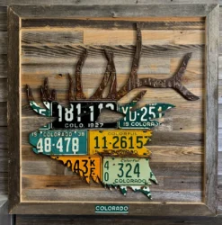 Cody Richardson Art - Antique Colorado Elk License Plate Art Gifts