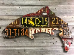 Cody Richardson Art - Antique Mixed Western State Trout License Plate Art Gifts